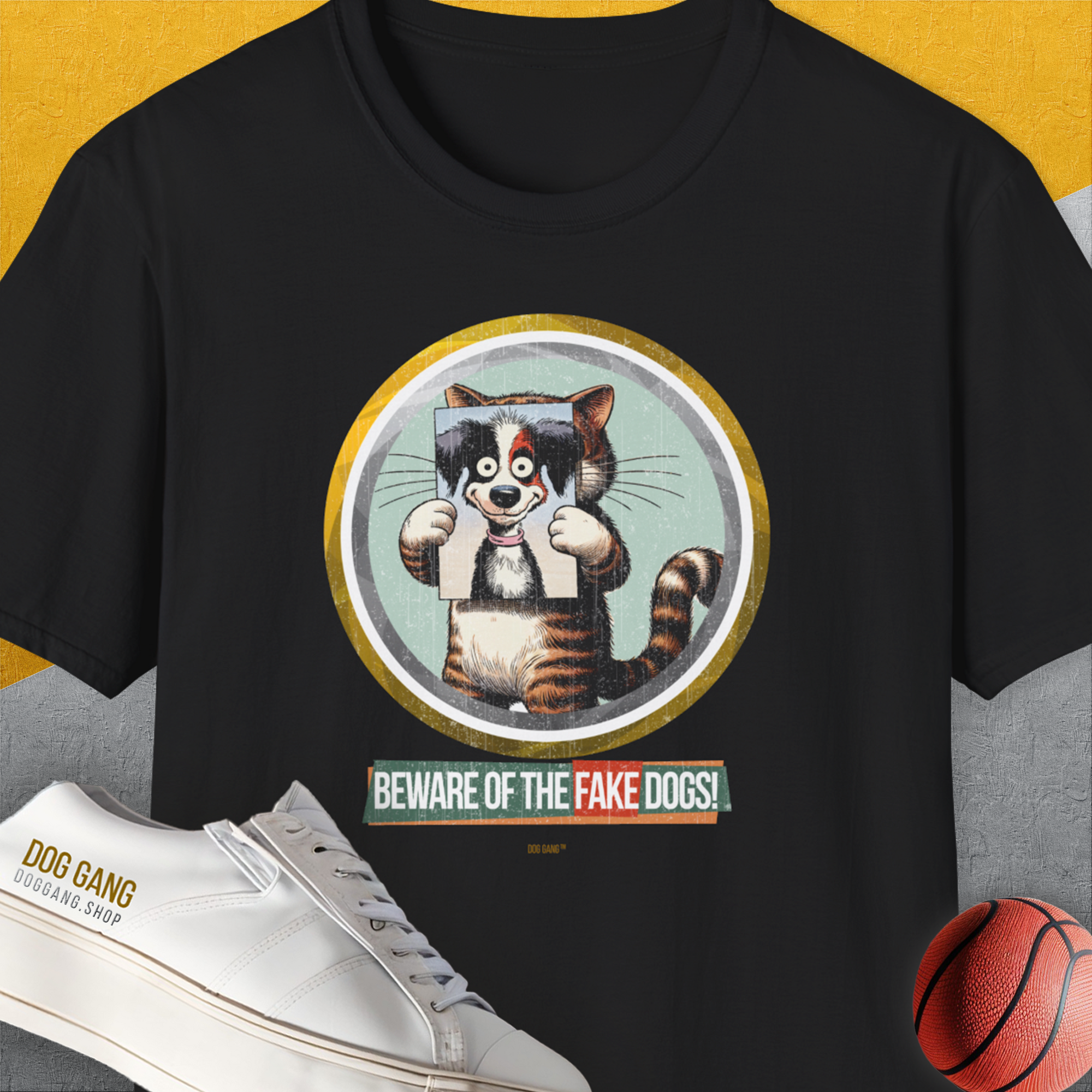 Beware Of The Fake Dogs! Volume 2, Unisex T-Shirt-Black, Design by Dog Gang