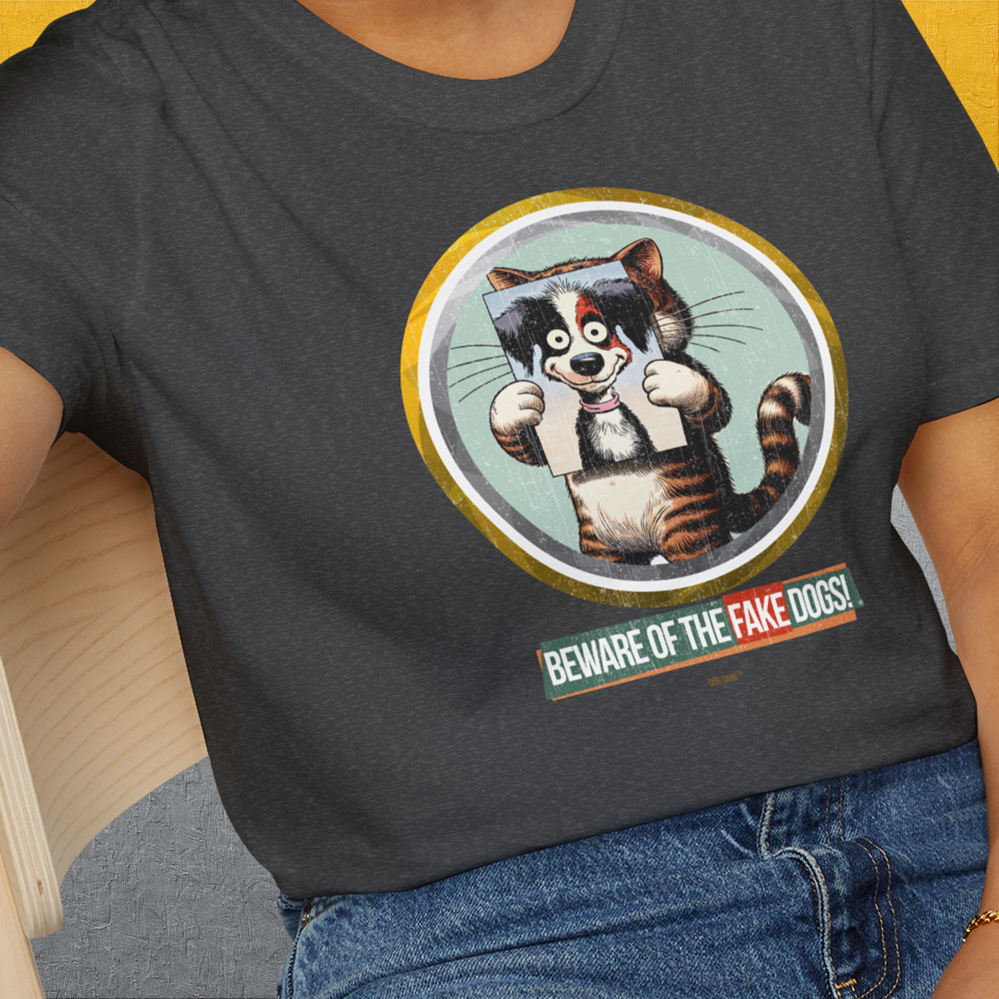 Beware Of The Fake Dogs! Volume 2, Unisex T-Shirt-, a fun and stylish design for dog lovers from Dog Gang