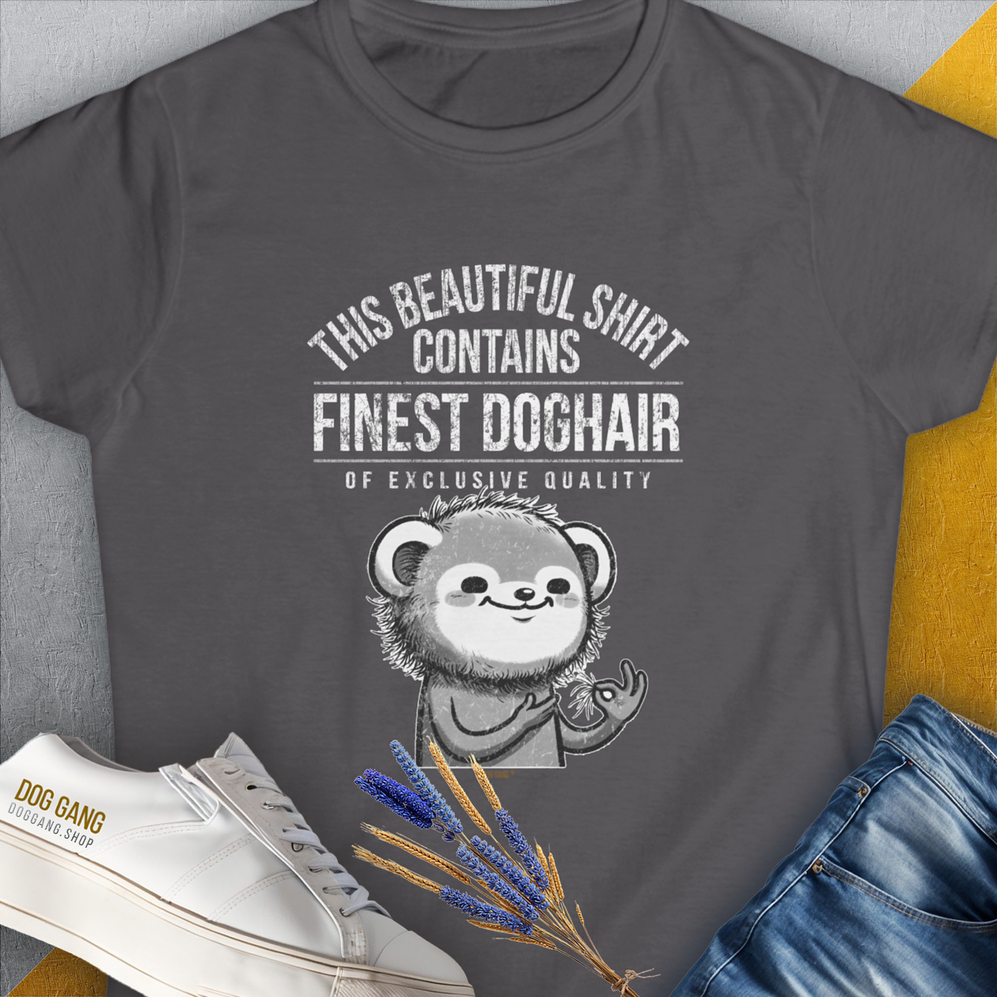 This Beautiful Shirt Contains Finest Dog Hair Of Exclusive Quality, Volume 2, Women's T-Shirt-Charcoal. A dog-themed Design from Dog Gang