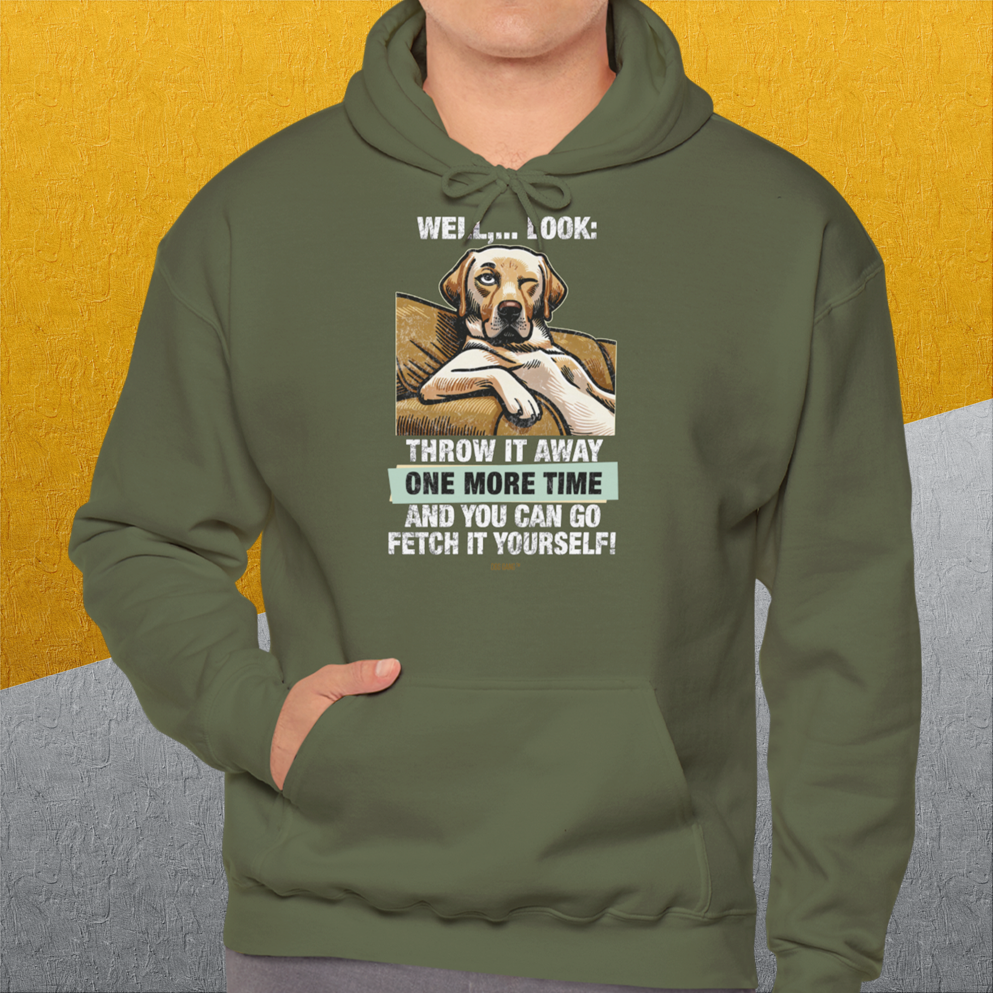 Go Fetch It Yourself Series, Volume 1, Unisex Hoodie-Kapuzi mit lustigem Spruch für Hundefreunde, Design by Dog Gang