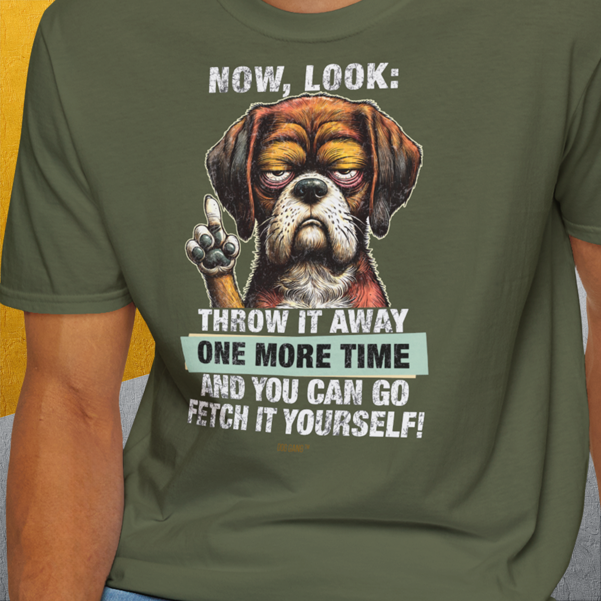 Go Fetch It Yourself Series, Volume 2, Unisex T-Shirt-humorvolles Hundeshirt, lustiger Spruch mit Hund, Design by Dog Gang