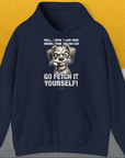 Go Fetch It Yourself Series, Volume 4, Unisex Hoodie-Navy- Lustiger Spruch mit Hund. Bequemes und weiches Kapuzen-Sweatshirt. Für Hundefreunde, in- und outdoor. Design by Dog Gang