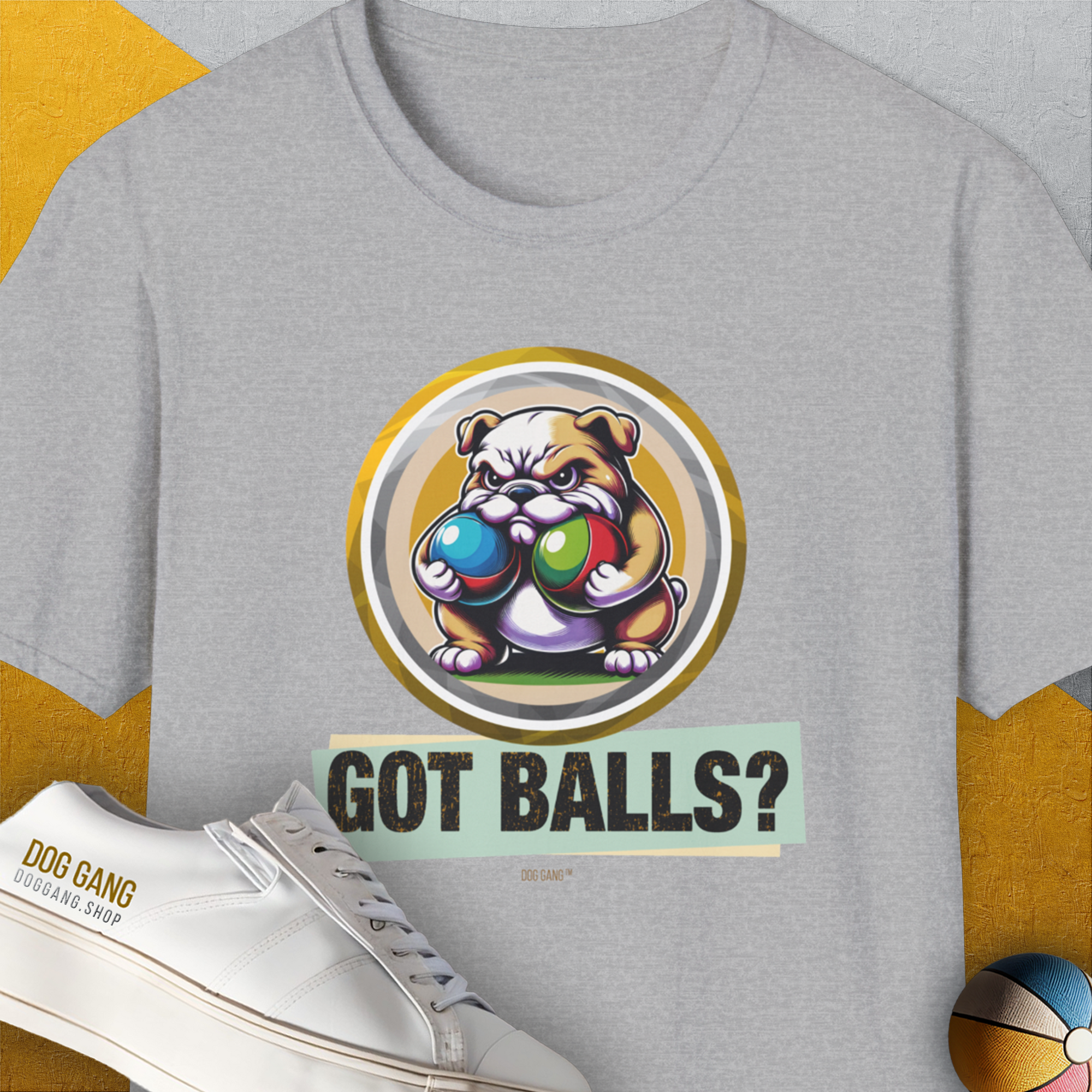 Got Balls? Volume 2, Unisex T-Shirt-Sport Grey. A perfect gift for dog lovers and dog owners. Design by Dog Gang