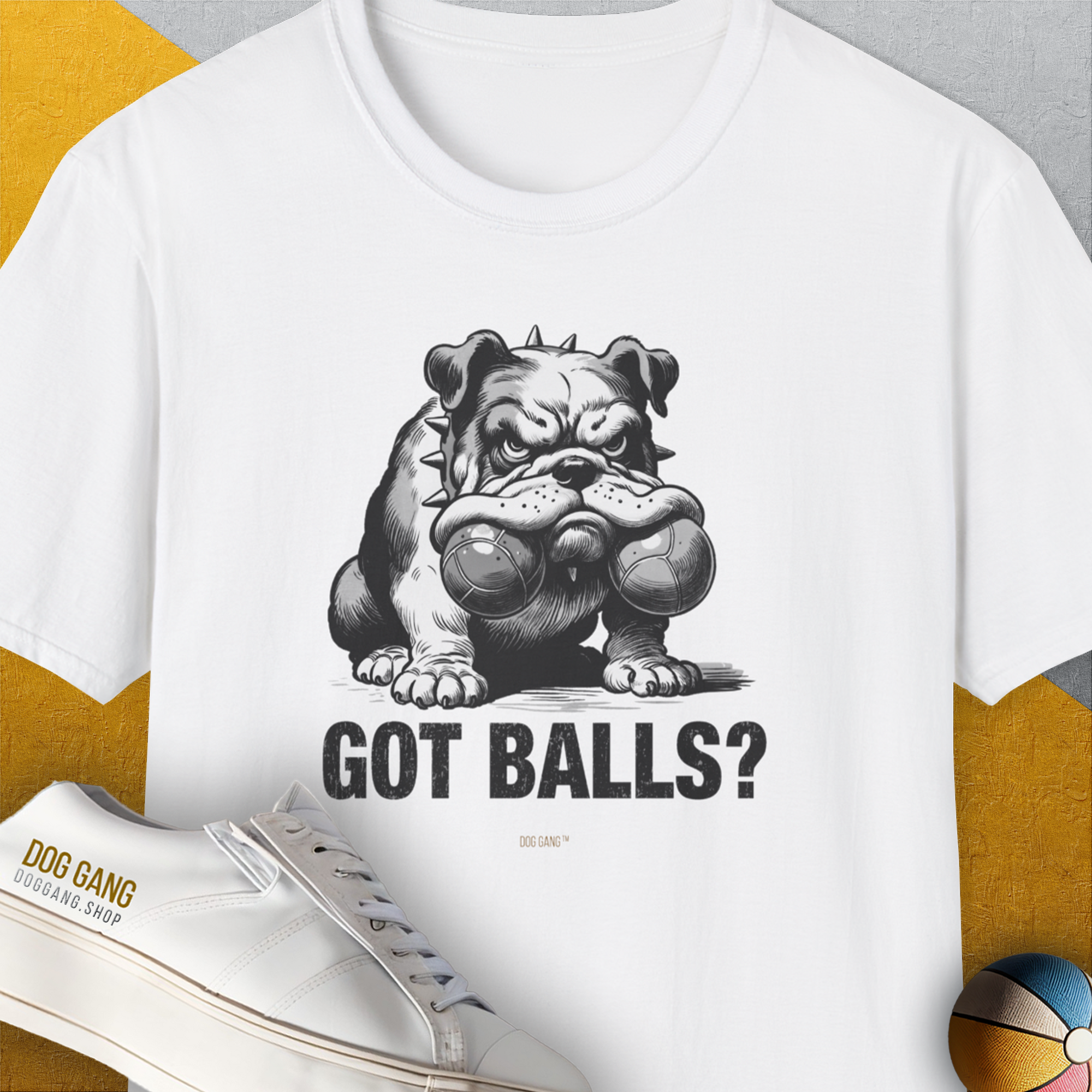 Got Balls? Volume 3, Unisex T-Shirt-White, a cool and stylish design with a funny saying from Dog Gang