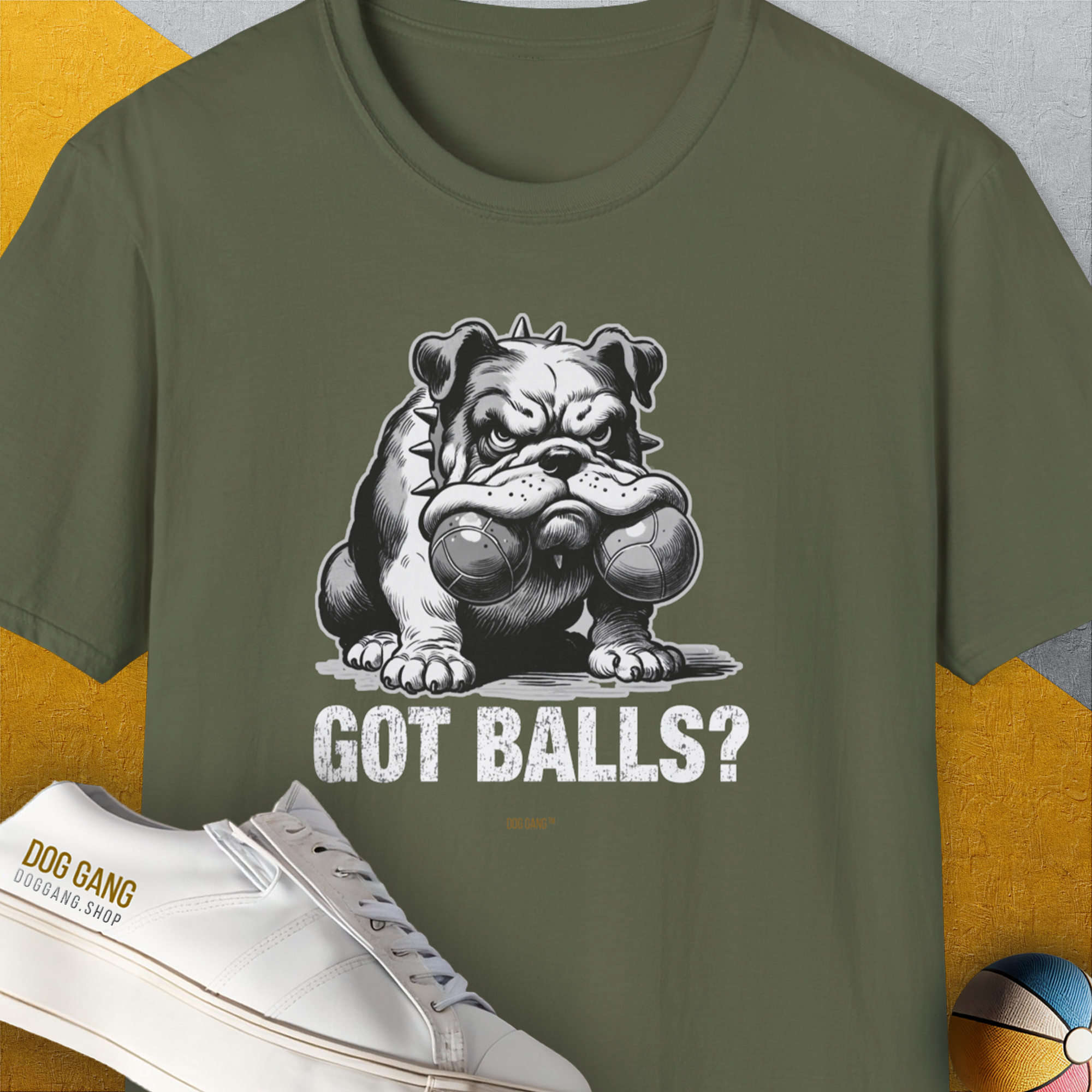 Got Balls? Volume 3, Unisex T-Shirt-Military Green, Design by Dog Gang
