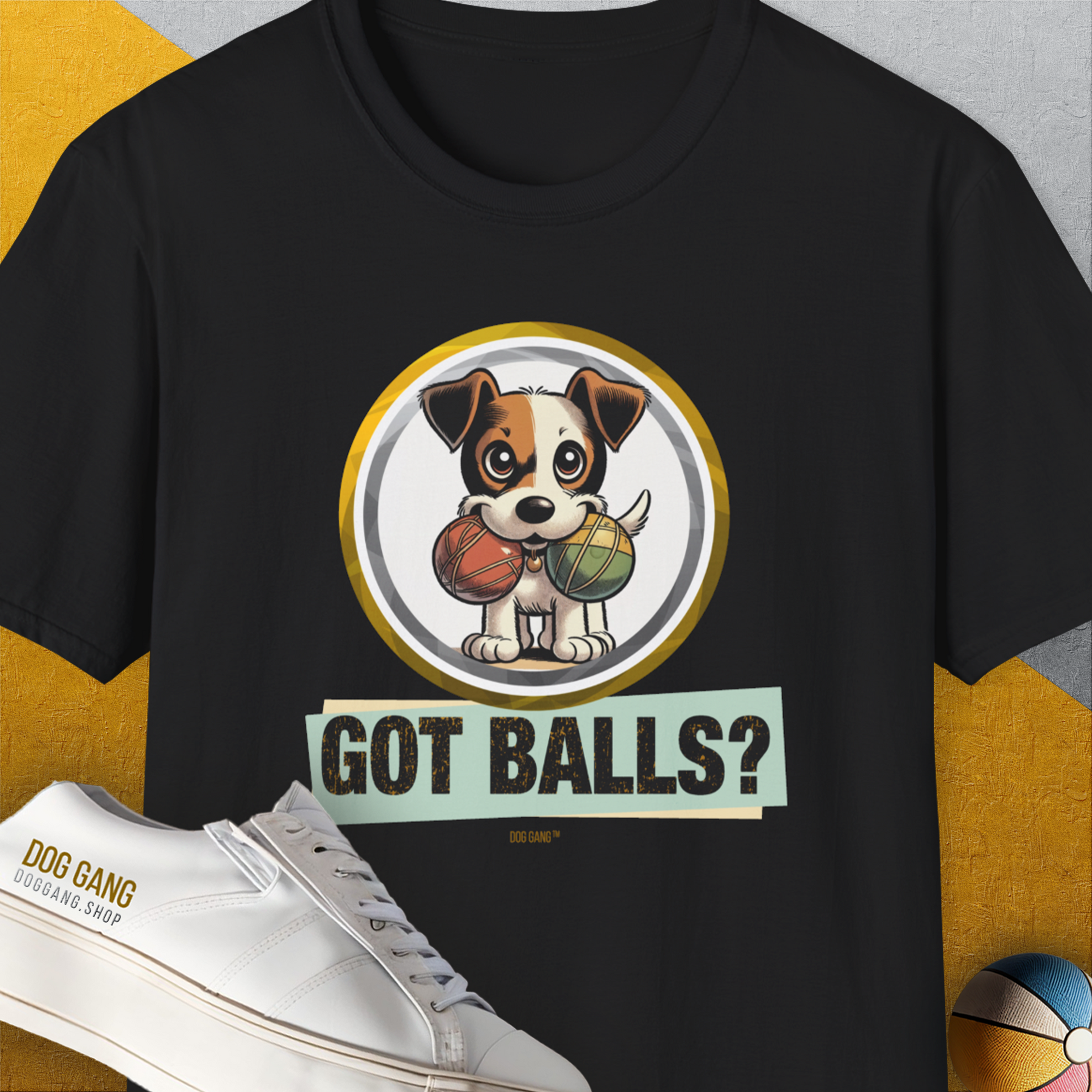 Got Balls? Volume 5, Unisex T-Shirt-Black. A perfect gift for dog lovers and dog owners. Design by Dog Gang
