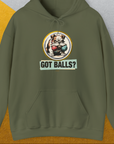 Got Balls? Volume 1, Unisex Hoodie-Military Green, Design by Dog Gang