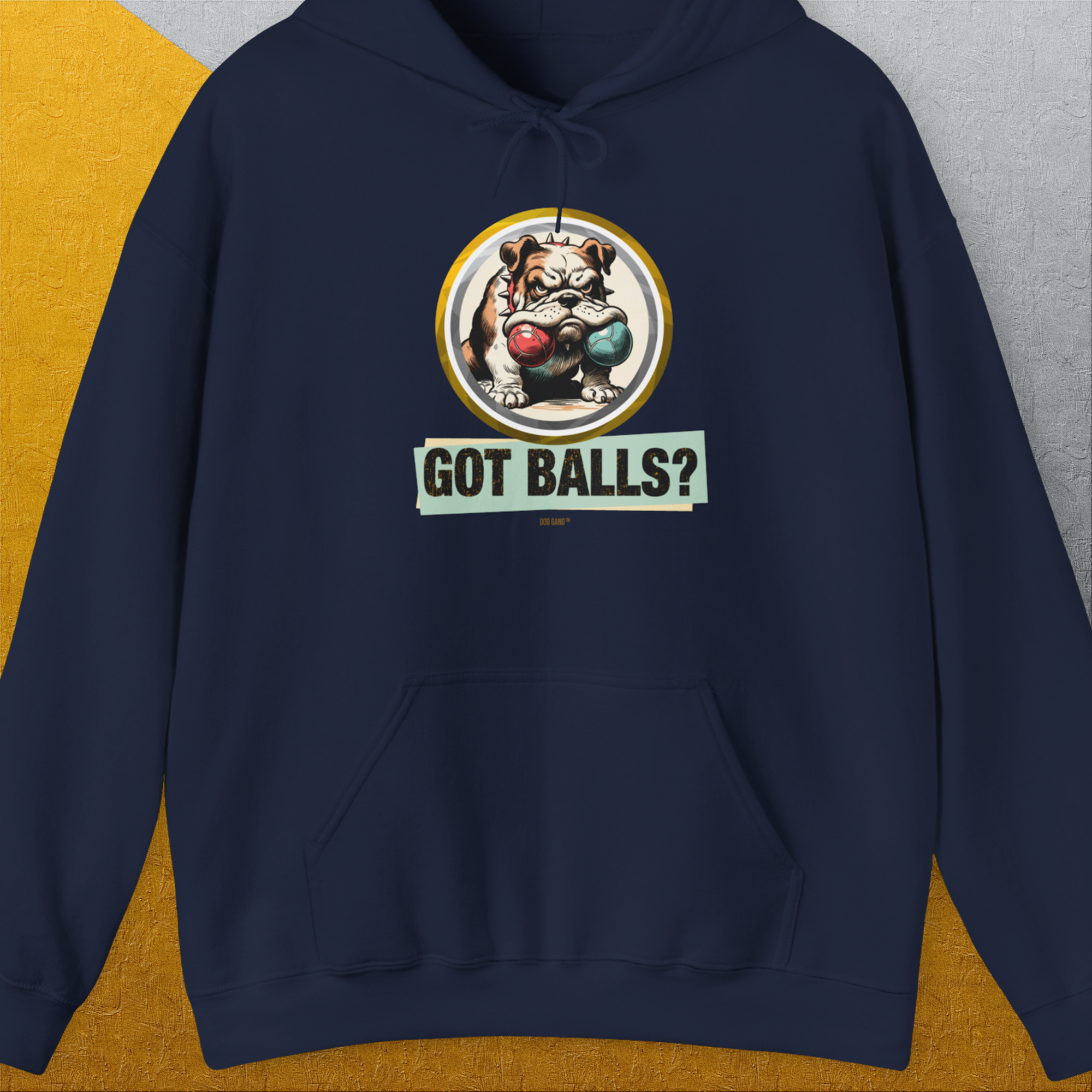 Got Balls? Volume 1, Unisex Hoodie-Navy, Design by Dog Gang