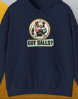 Got Balls? Volume 1, Unisex Hoodie-Navy, Design by Dog Gang