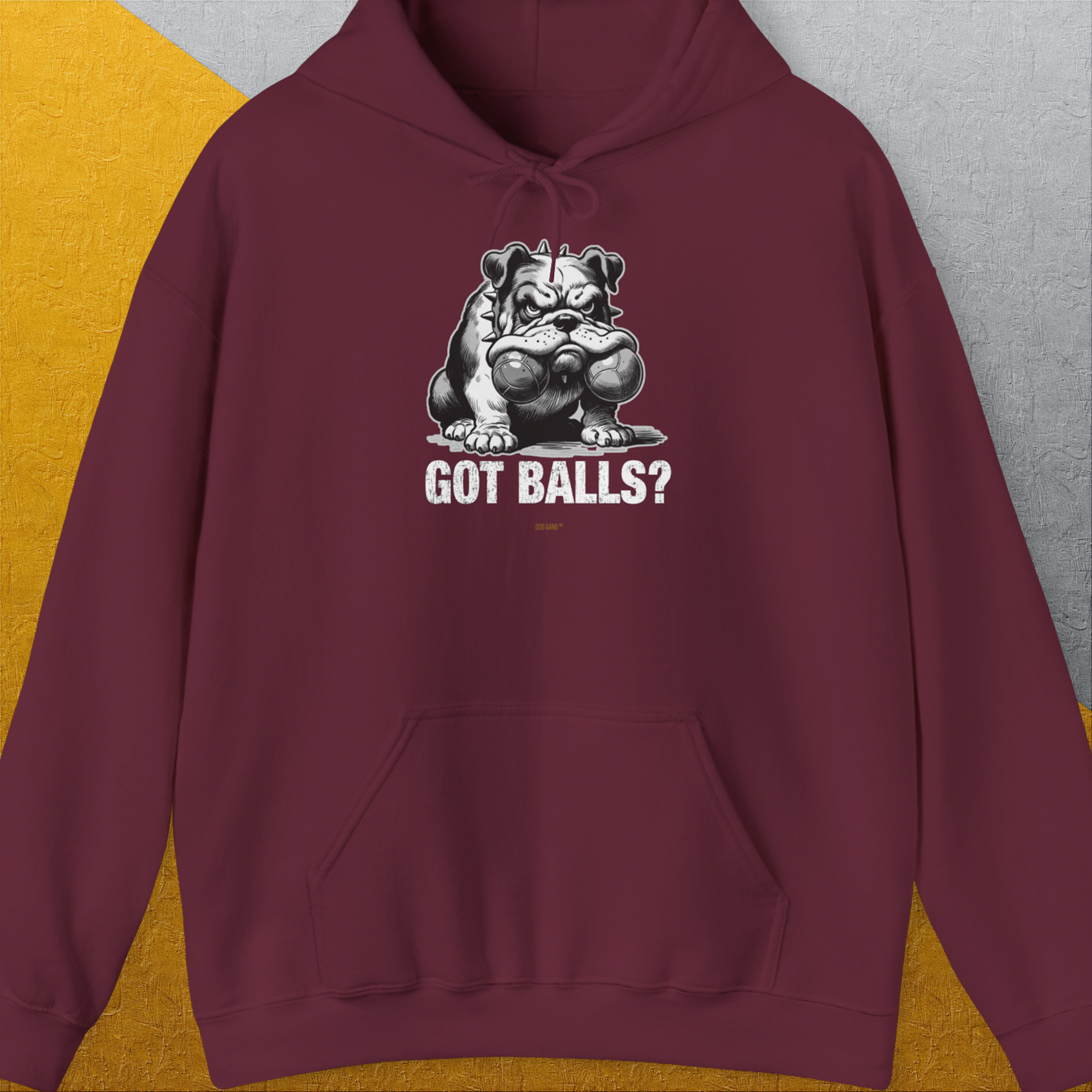 Got Balls? Volume 3, Unisex Hoodie-Maroon, Design by Dog Gang