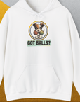 Got Balls? Volume 5, Unisex Hoodie-White. A dog-themed Design from Dog Gang