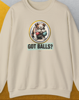 Got Balls? Volume 1, Unisex Sweatshirt-Sand. A perfect gift for dog lovers and dog owners. Design by Dog Gang