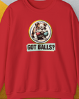 Got Balls? Volume 1, Unisex Sweatshirt-Red, Design by Dog Gang