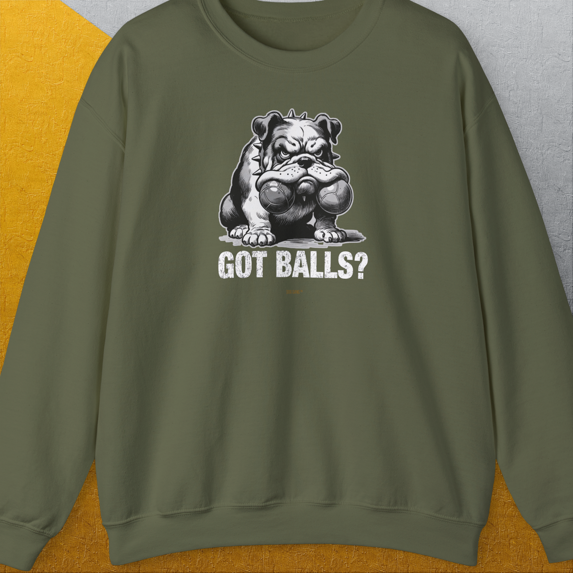 Got Balls? Volume 3, Unisex Sweatshirt-Military Green, Design by Dog Gang