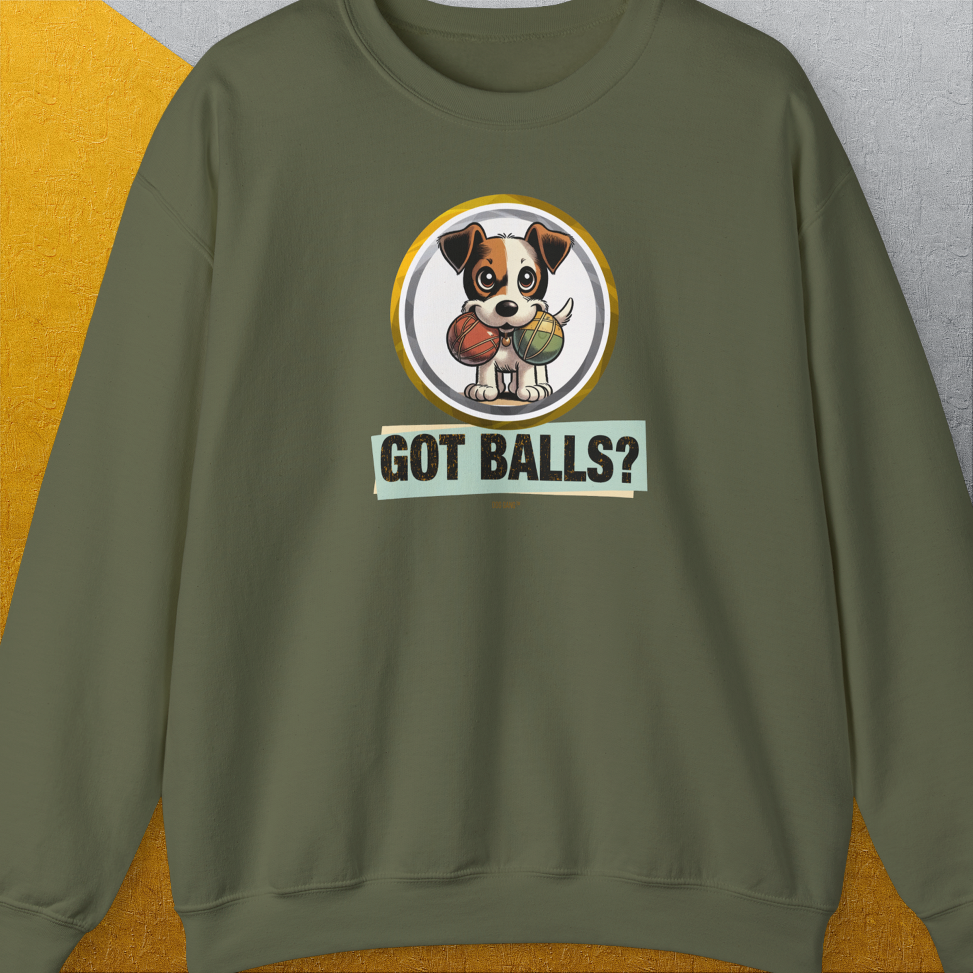 Got Balls? Volume 5, Unisex Sweatshirt-Military Green, Design by Dog Gang