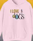 I Love Dogs - Series I, Volume 2, Unisex Hoodie-Light Pink. A perfect gift for dog lovers and dog owners. Design by Dog Gang