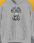 Life Sucks When You've Lost Your Favorite Fetch Ball, Volume 7, Unisex Hoodie-Sport Grey-origineller und witziger Kapuzenpulli mit Hund, Design by Dog Gang