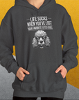 Life Sucks When You've Lost Your Favorite Fetch Ball, Volume 7, Unisex Hoodie-lustiger Spruch mit Hund auf weichem Kapuzenpulli für in- und outdoor. Design by Dog Gang