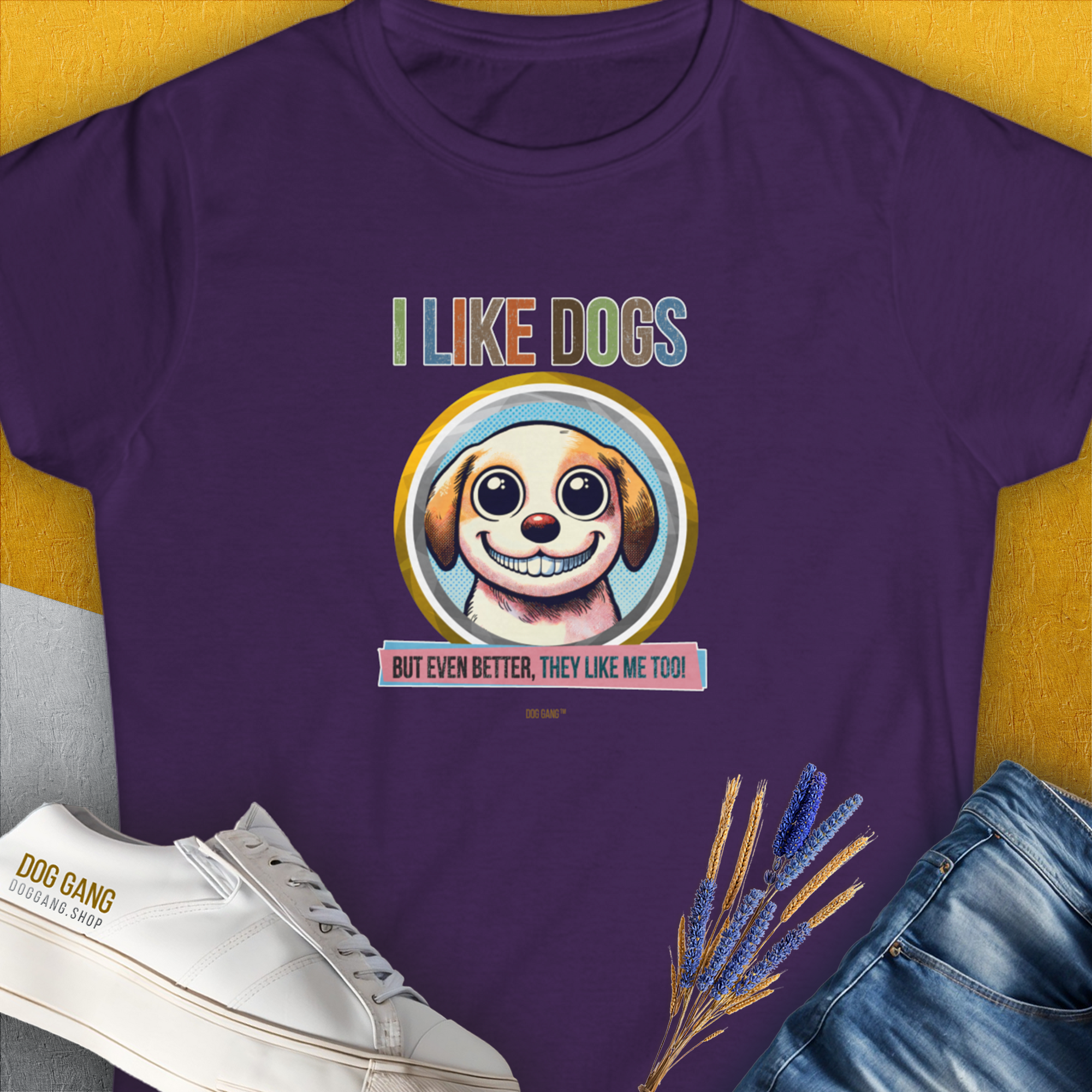 I Like Dogs And They Like Me Too, Volume 1, Women's T-Shirt-Purple, a cool and stylish design with a funny saying from Dog Gang
