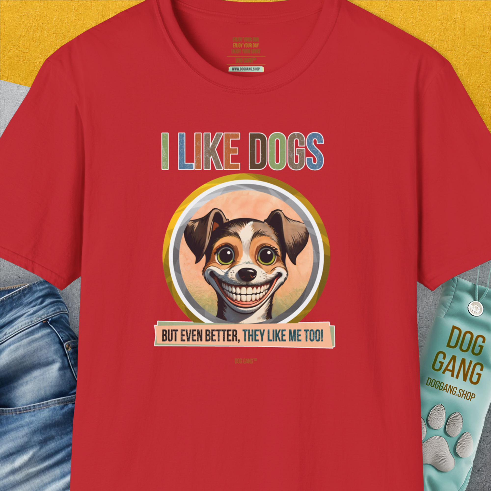I Like Dogs And They Like Me Too, Volume 2, Unisex T-Shirt-Red, Design by Dog Gang