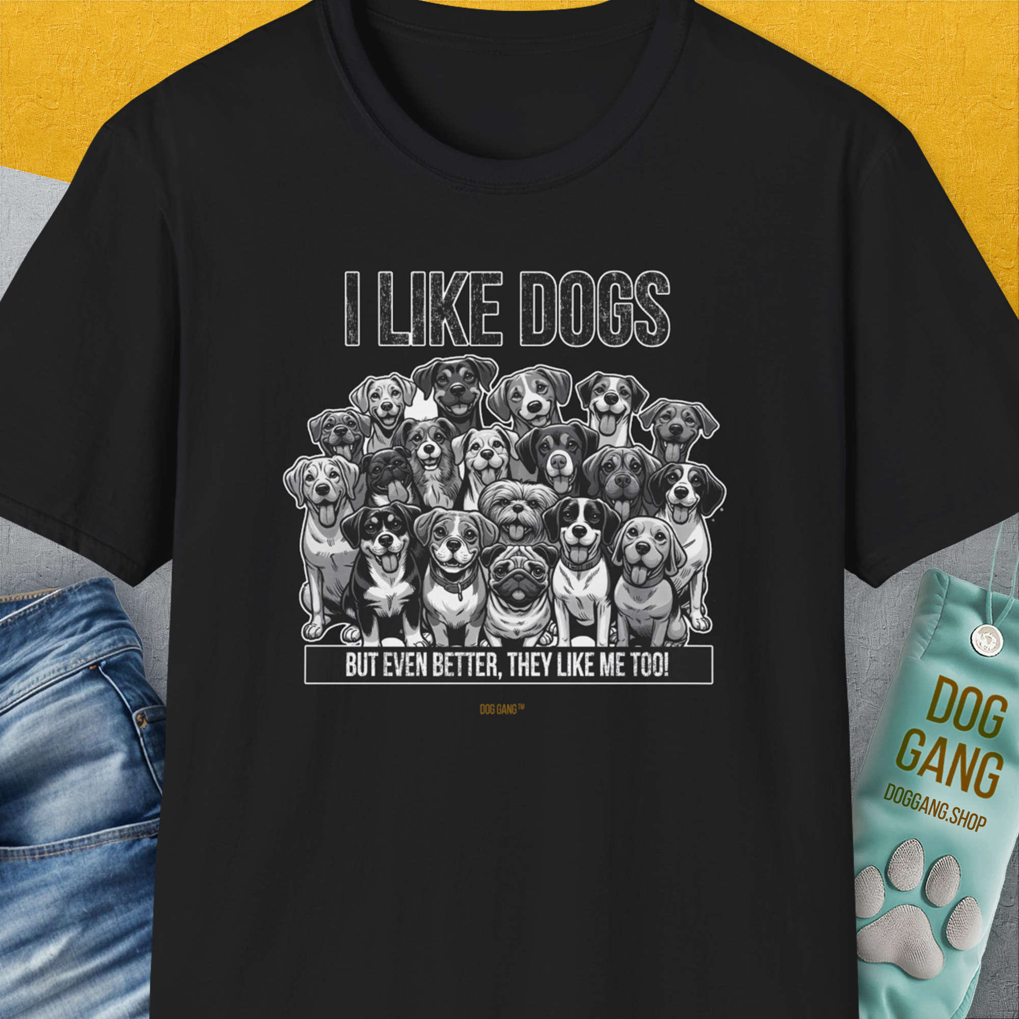 I Like Dogs And They Like Me Too, Volume 3, Unisex T-Shirt-Black, Design by Dog Gang