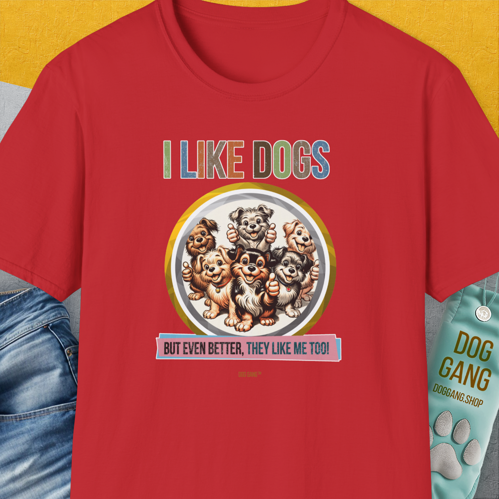 I Like Dogs And They Like Me Too, Volume 5, Unisex T-Shirt-Red, Design by Dog Gang