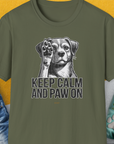 Keep Calm And Paw On, Volume 1, Unisex T-Shirt-Military Green, Design by Dog Gang