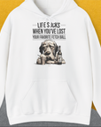 Life Sucks When You've Lost Your Favorite Fetch Ball, Volume 5, Unisex Hoodie-White-humorvolles Hundeshirt, lustiger Spruch mit Hund, Design by Dog Gang