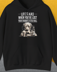 Life Sucks When You've Lost Your Favorite Fetch Ball, Volume 5, Unisex Hoodie-Black- Lustiger Spruch mit Hund. Bequemes und weiches Kapuzen-Sweatshirt. Für Hundefreunde, in- und outdoor. Design by Dog Gang