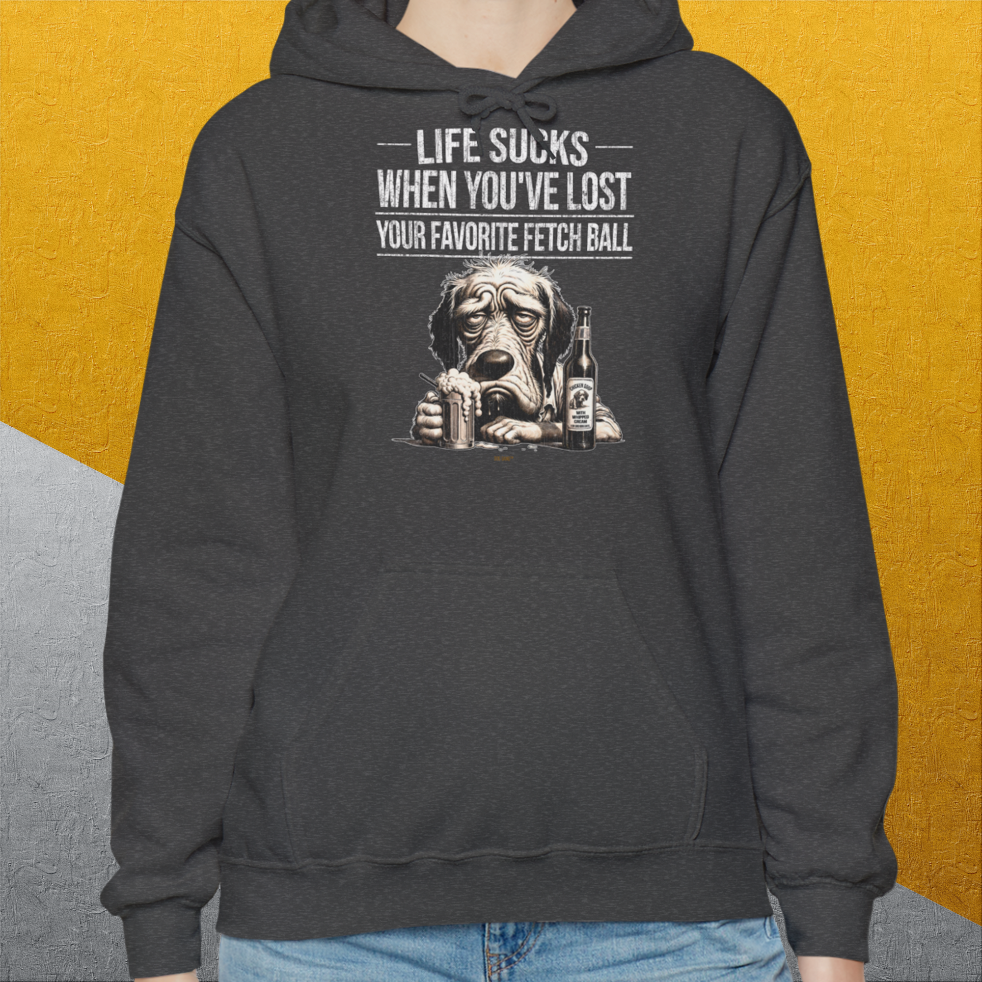 Life Sucks When You've Lost Your Favorite Fetch Ball, Volume 5, Unisex Hoodie-Kapuzensweatshirt für Hundefreunde, lustiger Spruch mit Hund, Design by Dog Gang