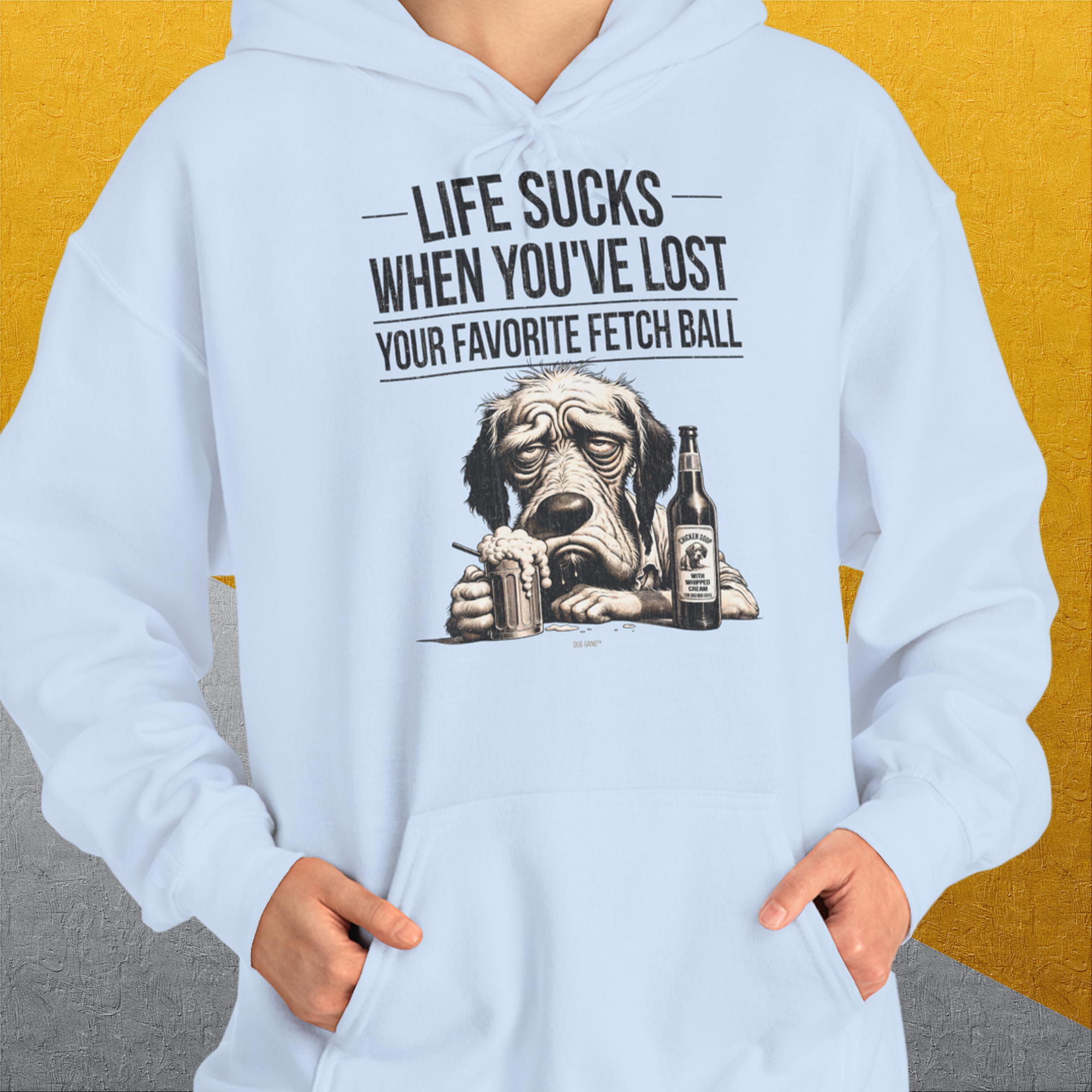 Life Sucks When You've Lost Your Favorite Fetch Ball, Volume 5, Unisex Hoodie-origineller und witziger Kapuzenpulli mit Hund, Design by Dog Gang