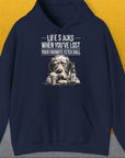Life Sucks When You've Lost Your Favorite Fetch Ball, Volume 5, Unisex Hoodie-Navy-originelles und lustiger Kapuzi, Design by Dog Gang