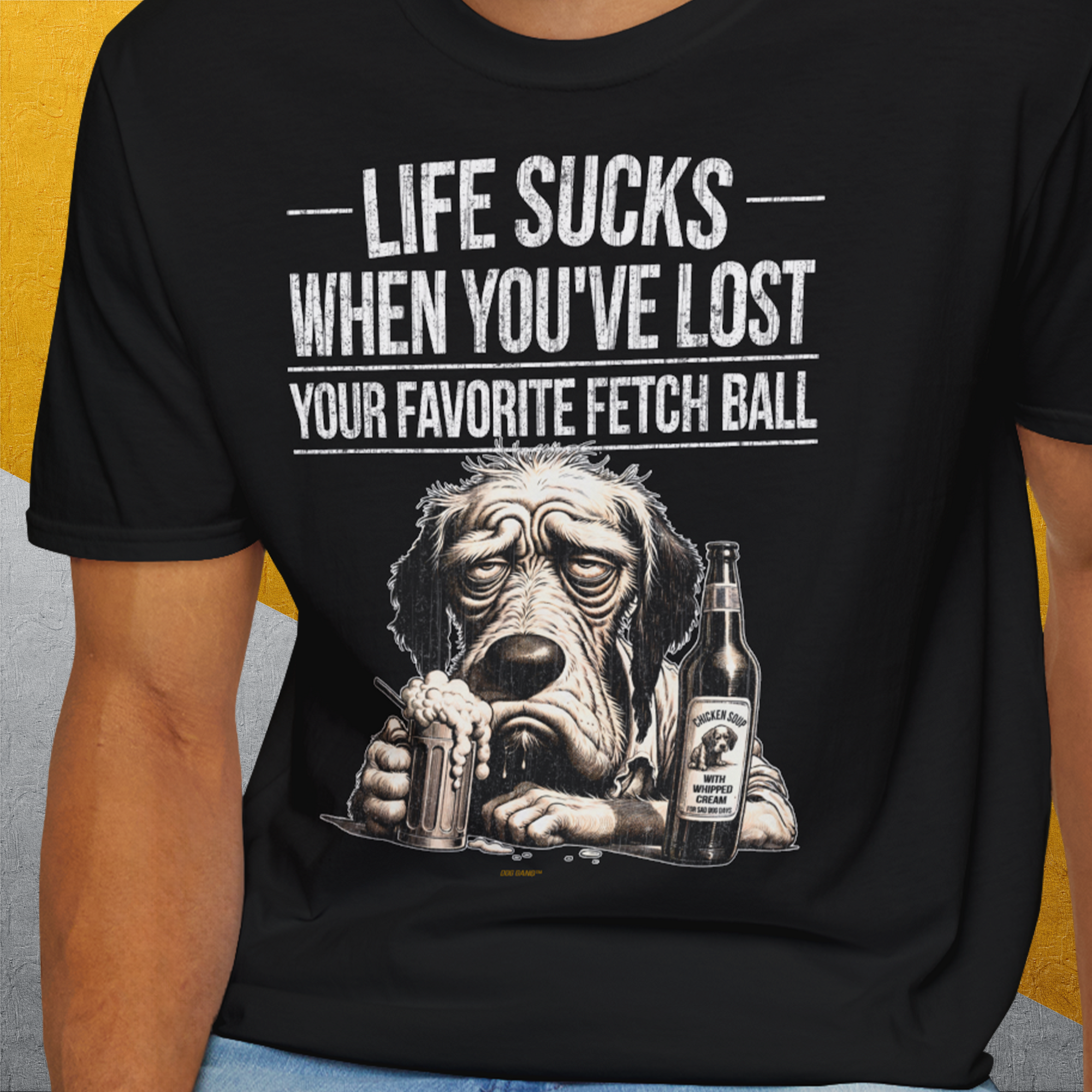 Life Sucks When You've Lost Your Favorite Fetch Ball, Volume 5, Unisex T-Shirt-humorvolles Hundeshirt, lustiger Spruch mit Hund, Design by Dog Gang