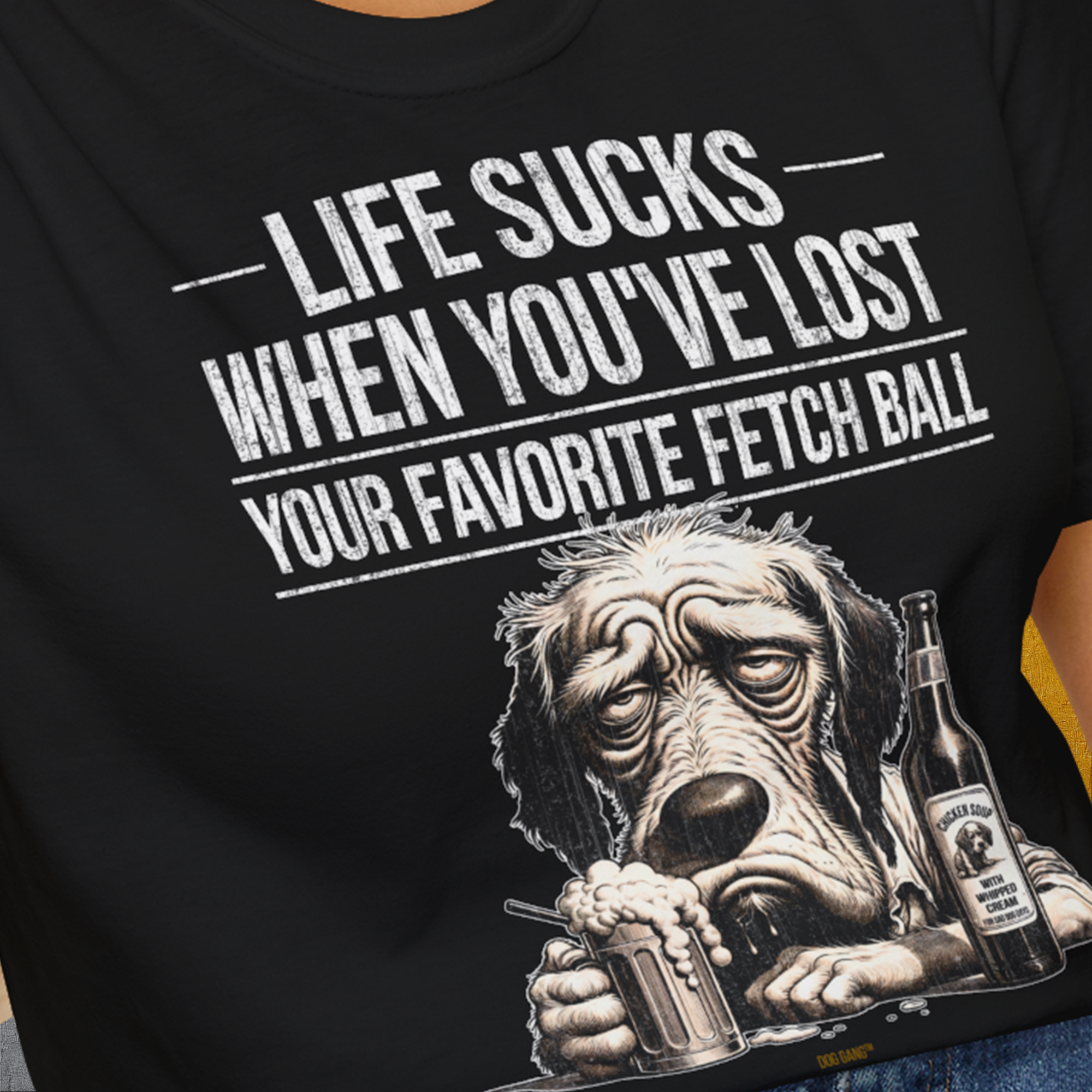 Life Sucks When You've Lost Your Favorite Fetch Ball, Volume 5, Unisex T-Shirt-lustiges Shirt für Hundefreunde, lustiger Spruch mit Hund, Design by Dog Gang