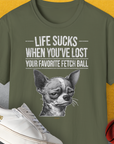 Life Sucks When You've Lost Your Favorite Fetch Ball, Volume 6, Unisex T-Shirt-Military Green-witziges Shirt mit lustigem Spruch für Hundefreund, Design by Dog Gang