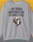 Life Sucks When You've Lost Your Favorite Fetch Ball, Volume 1, Unisex Sweatshirt-Sport Grey-für Hundebesitzer, lustiges Shirt, Design by Dog Gang