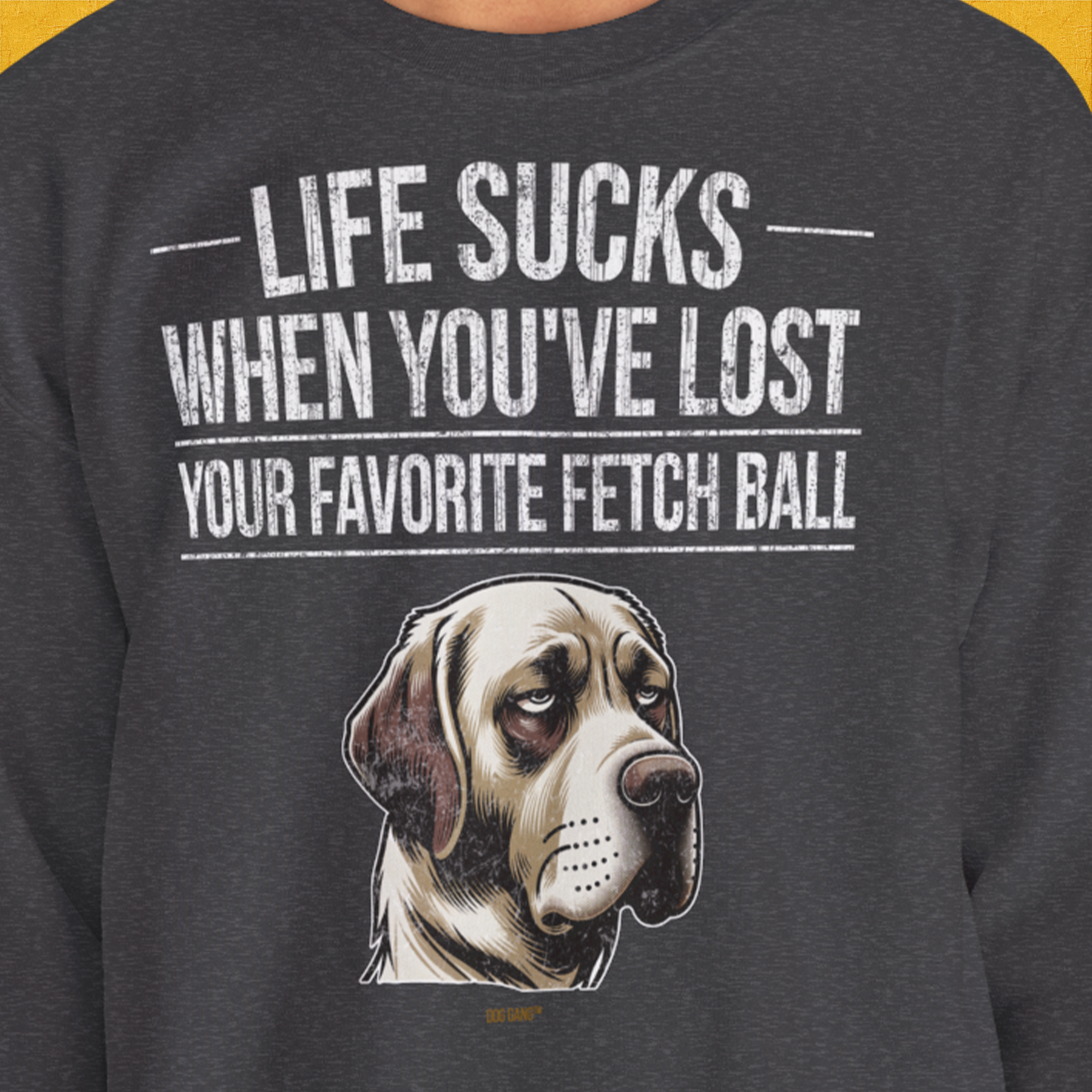 Life Sucks When You've Lost Your Favorite Fetch Ball, Volume 1, Unisex Sweatshirt-originelles und lustiges Shirt mit Hund, Design aus der Schweiz by Dog Gang
