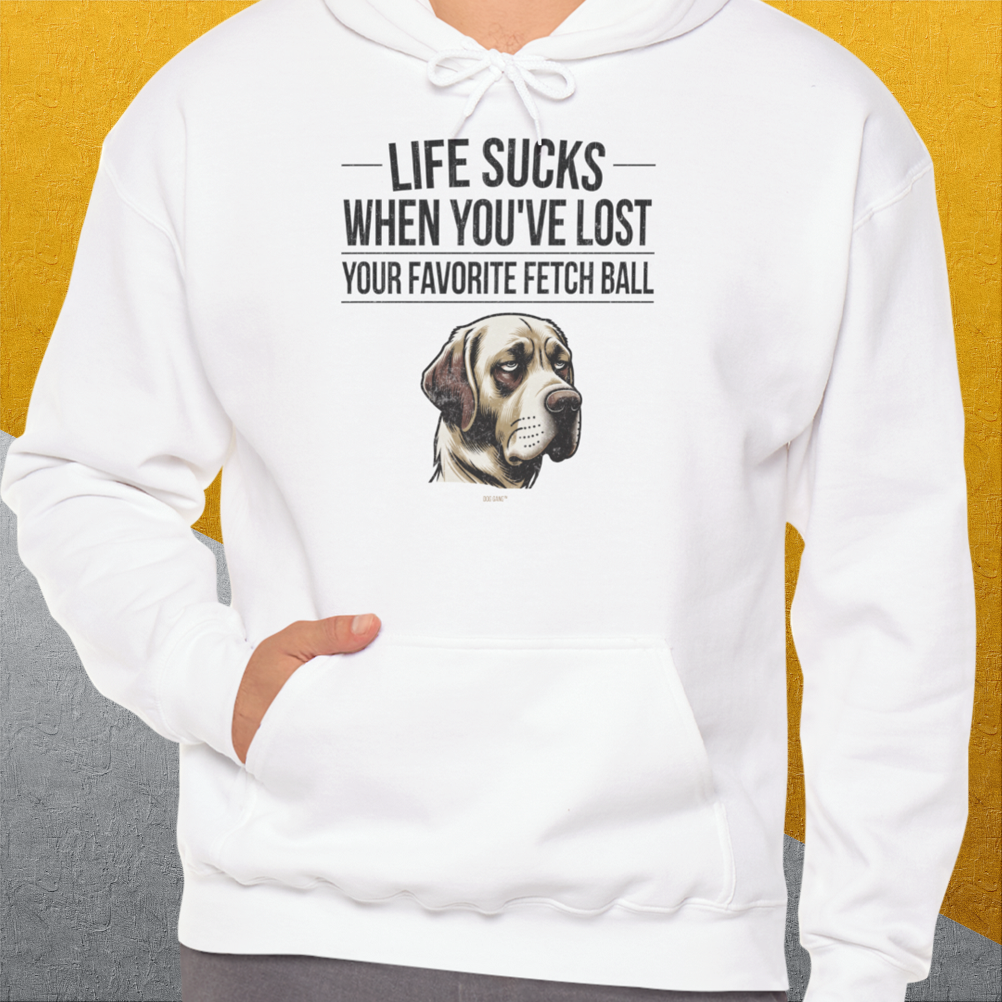 Life Sucks When You've Lost Your Favorite Fetch Ball, Volume 1, Unisex Hoodie-Kapuzensweatshirt für Hundefreunde, lustiger Spruch mit Hund, Design by Dog Gang