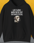 Life Sucks When You've Lost Your Favorite Fetch Ball, Volume 1, Unisex Hoodie-Black-Kapuzi mit lustigem Spruch für Hundefreunde, Design by Dog Gang
