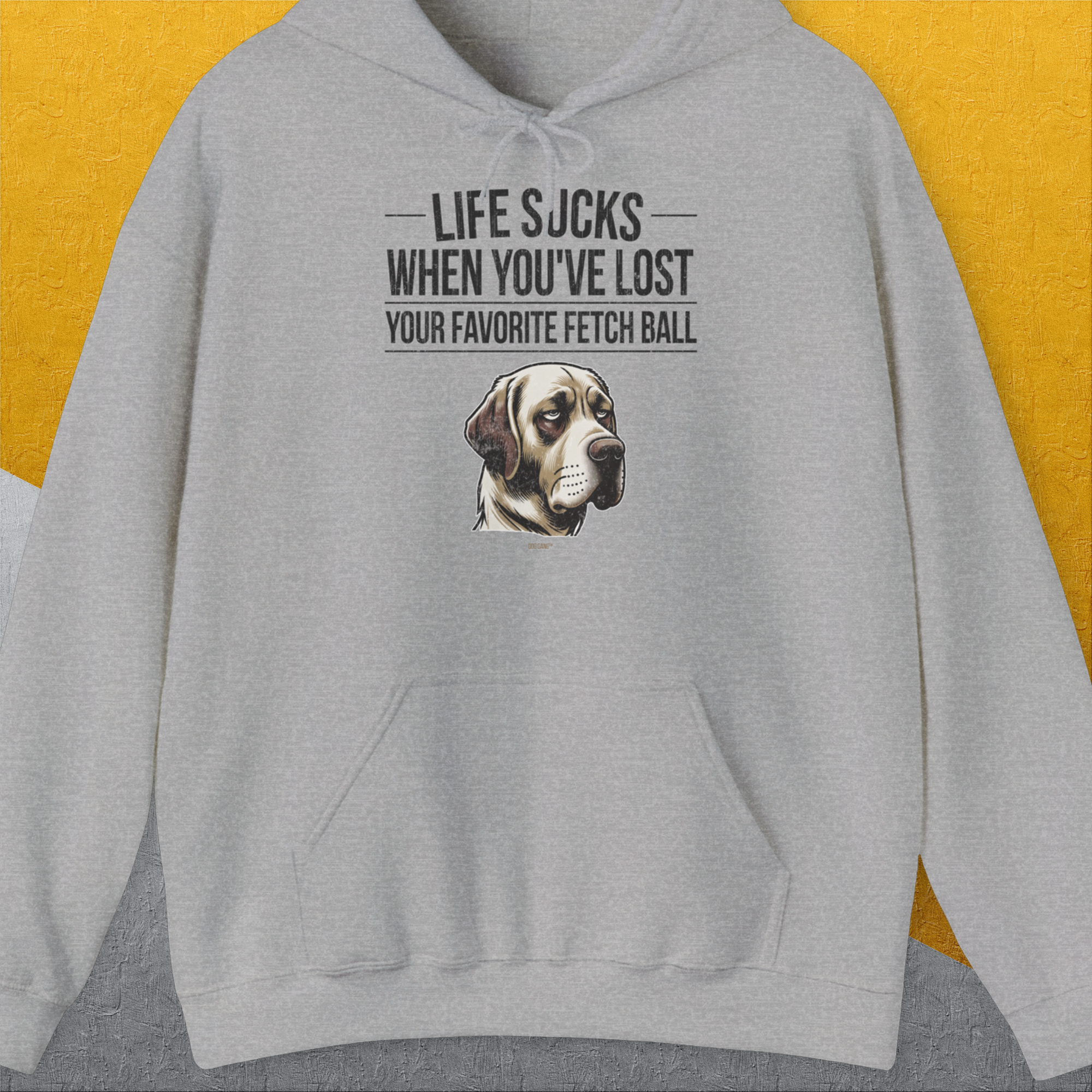 Life Sucks When You've Lost Your Favorite Fetch Ball, Volume 1, Unisex Hoodie-Sport Grey-cooles Shirt mit lustigem Spruch für Hundefreunde, Design by Dog Gang