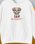 Me Hungry? Volume 1, Unisex Hoodie-White. A perfect gift for dog lovers and dog owners. Design by Dog Gang
