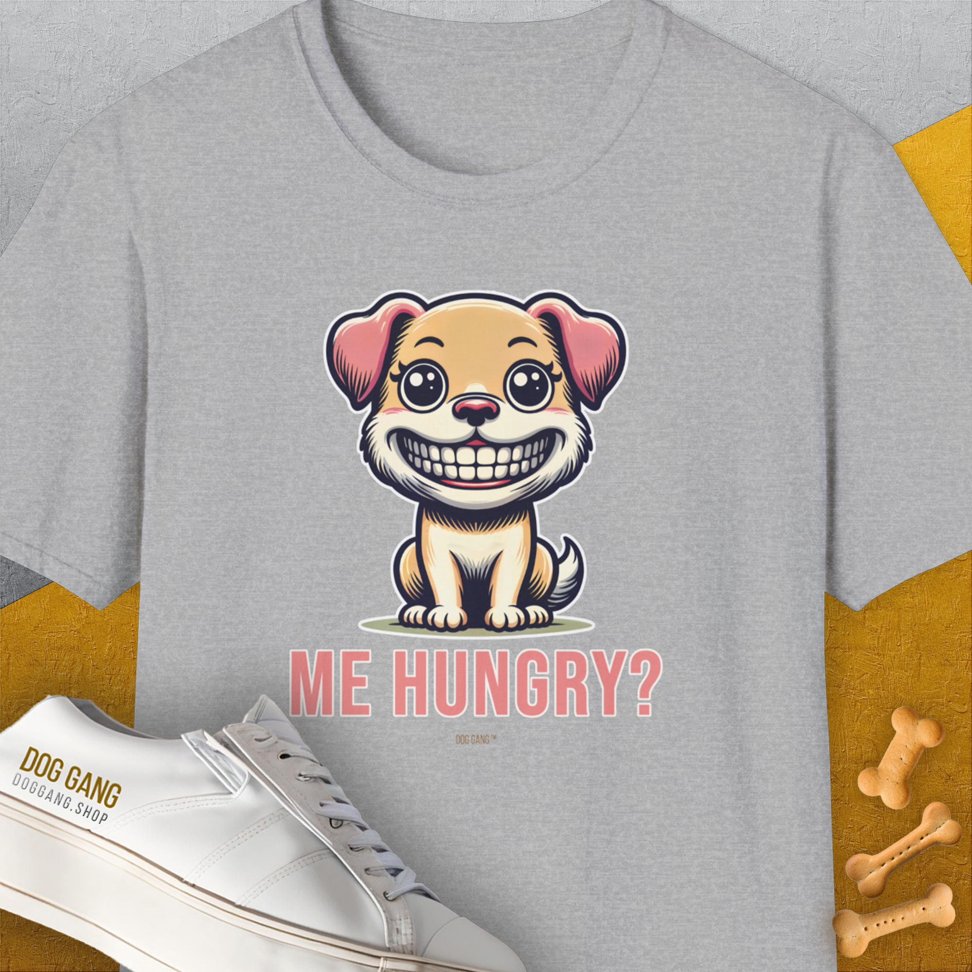 Me Hungry? Volume 1, Unisex T-Shirt-Sport Grey, Design by Dog Gang