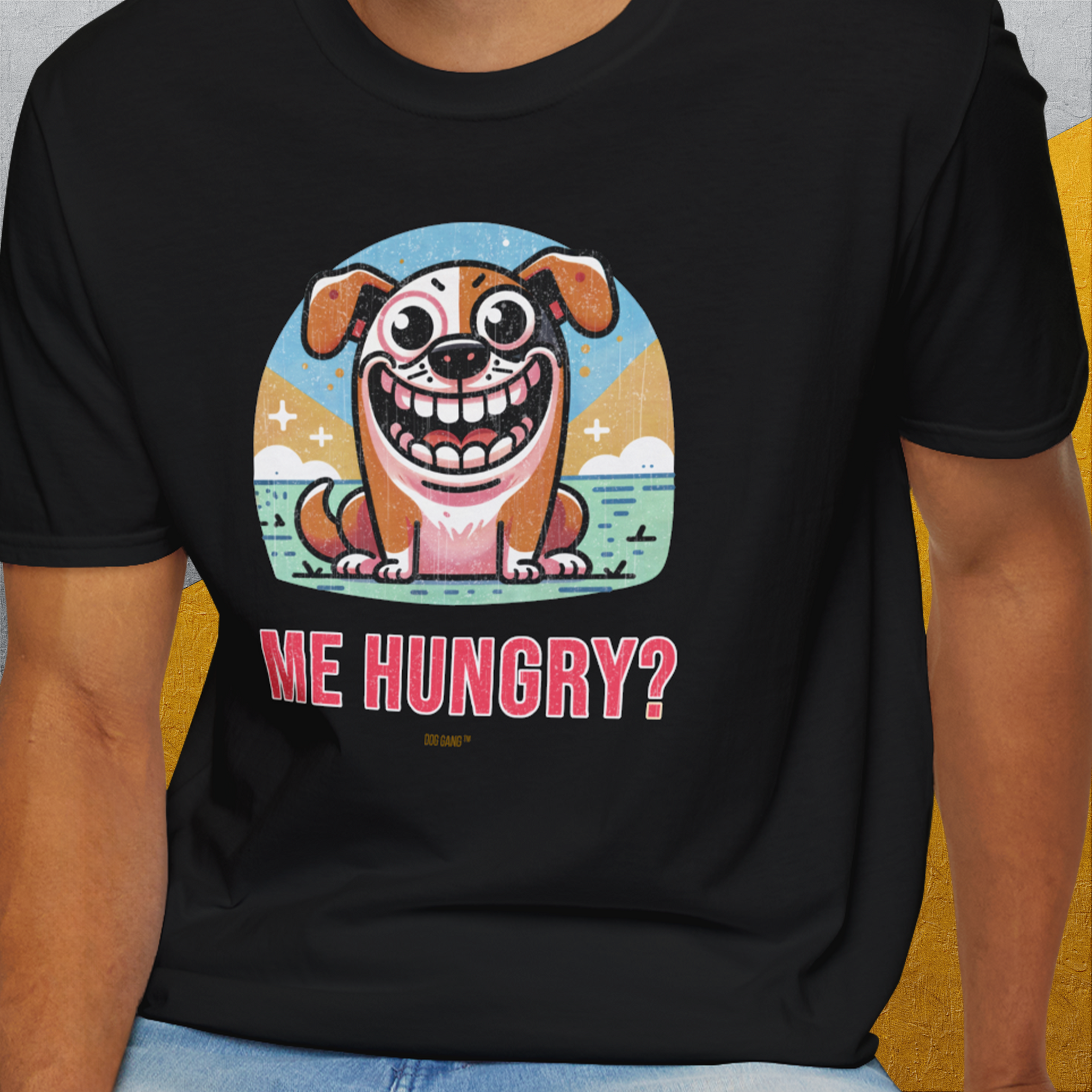 Me Hungry? Volume 3, Unisex T-Shirt-. For dog lovers and dog owners. Design by Dog Gang