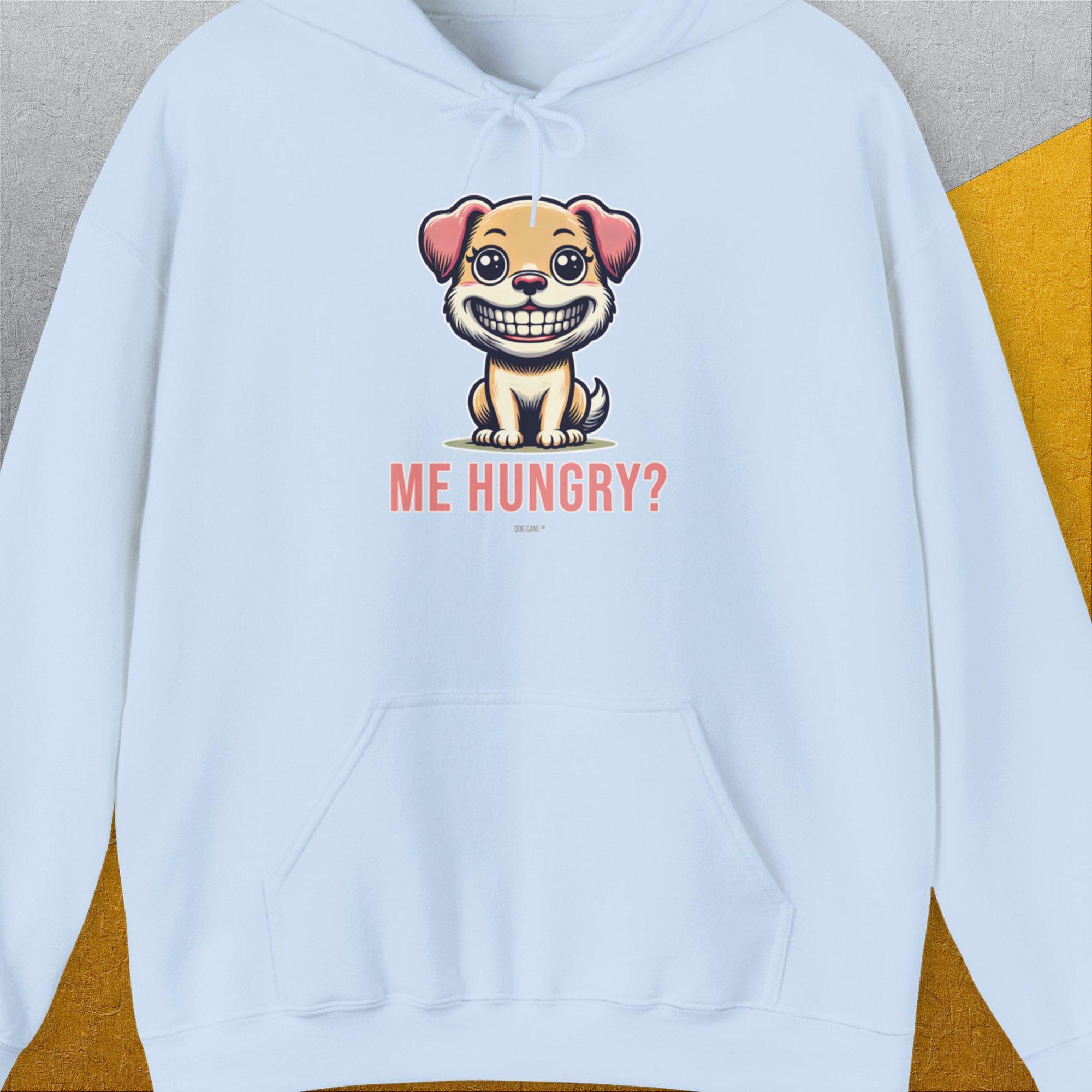 Me Hungry? Volume 1, Unisex Hoodie-Light Blue, Design by Dog Gang