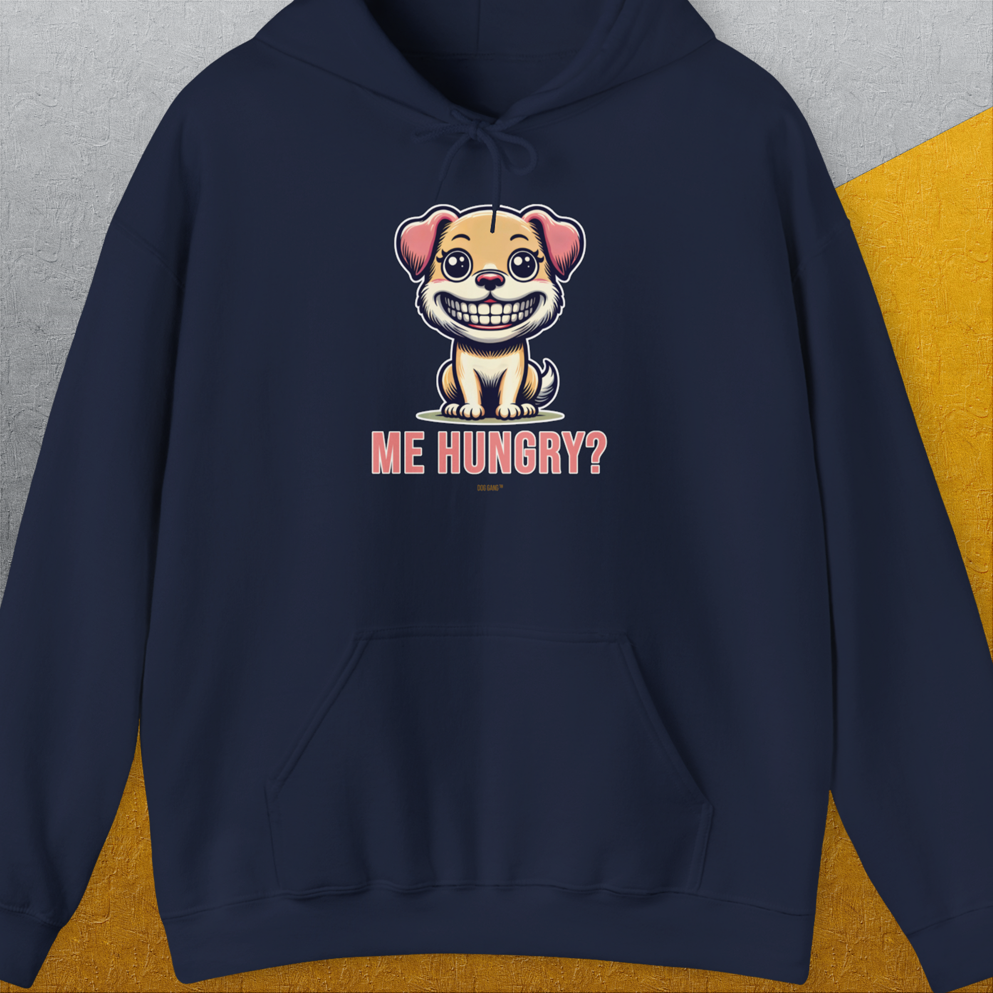 Me Hungry? Volume 1, Unisex Hoodie-Navy, Design by Dog Gang