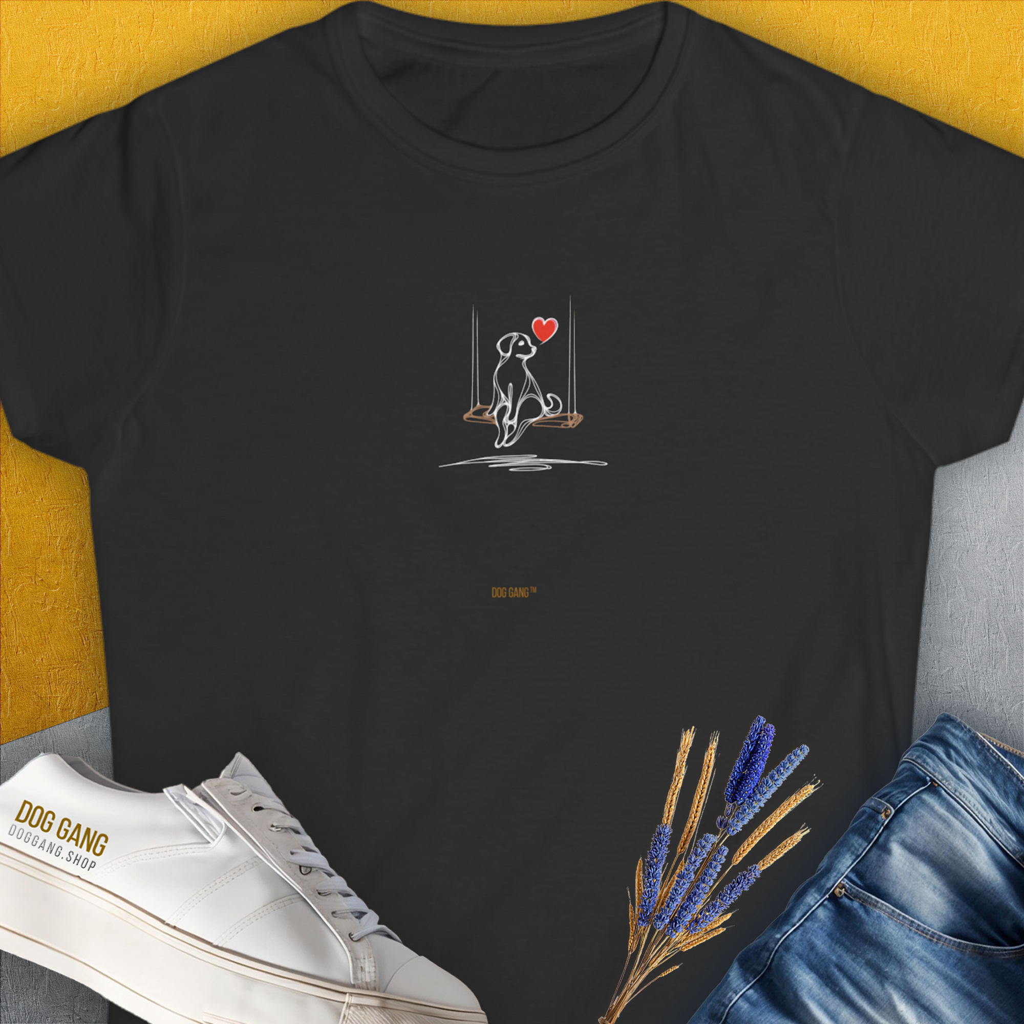 The Dog Gang Minimalistic Series I, Volume 1, Women's T-Shirt-Black. A perfect gift for dog lovers and dog owners. Design by Dog Gang