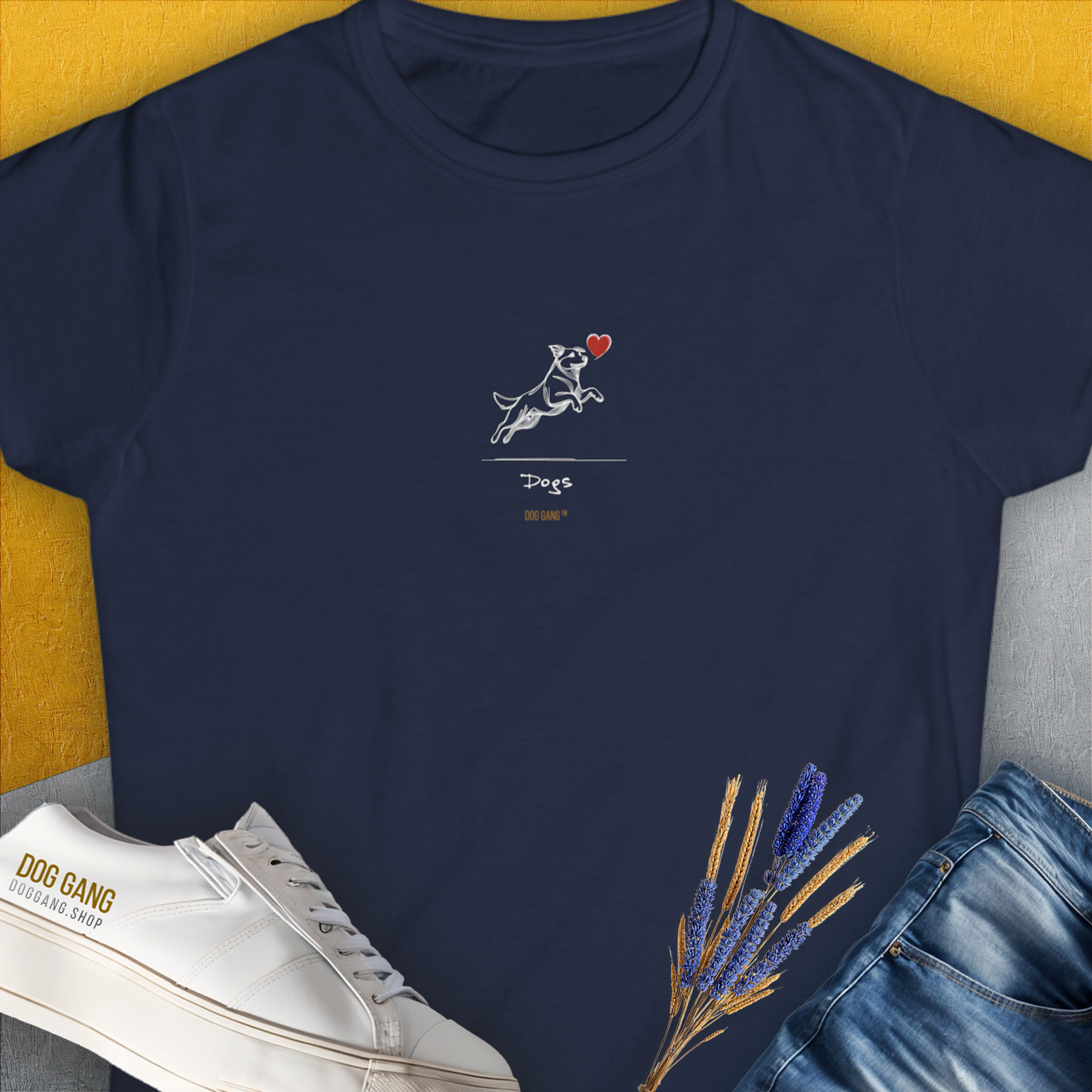 The Dog Gang Minimalistic Series I, Volume 3, Women's T-Shirt-Navy, a cool and stylish design with a funny saying from Dog Gang