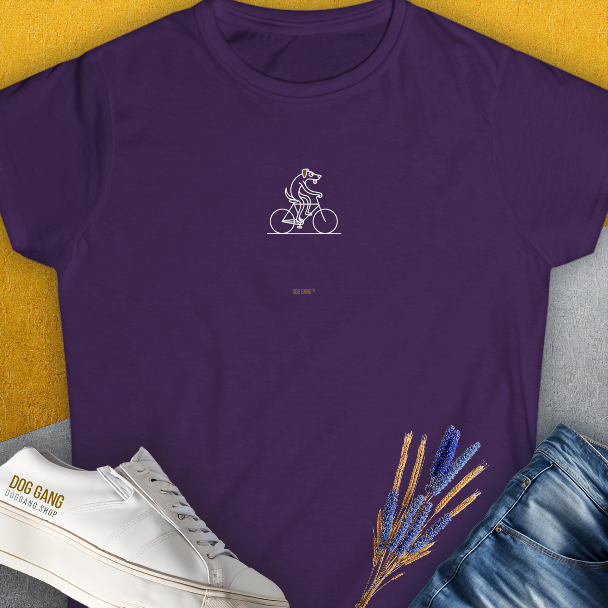 The Dog Gang Minimalistic Series I, Volume 4, Women's T-Shirt-Purple. A perfect gift for dog lovers and dog owners. Design by Dog Gang
