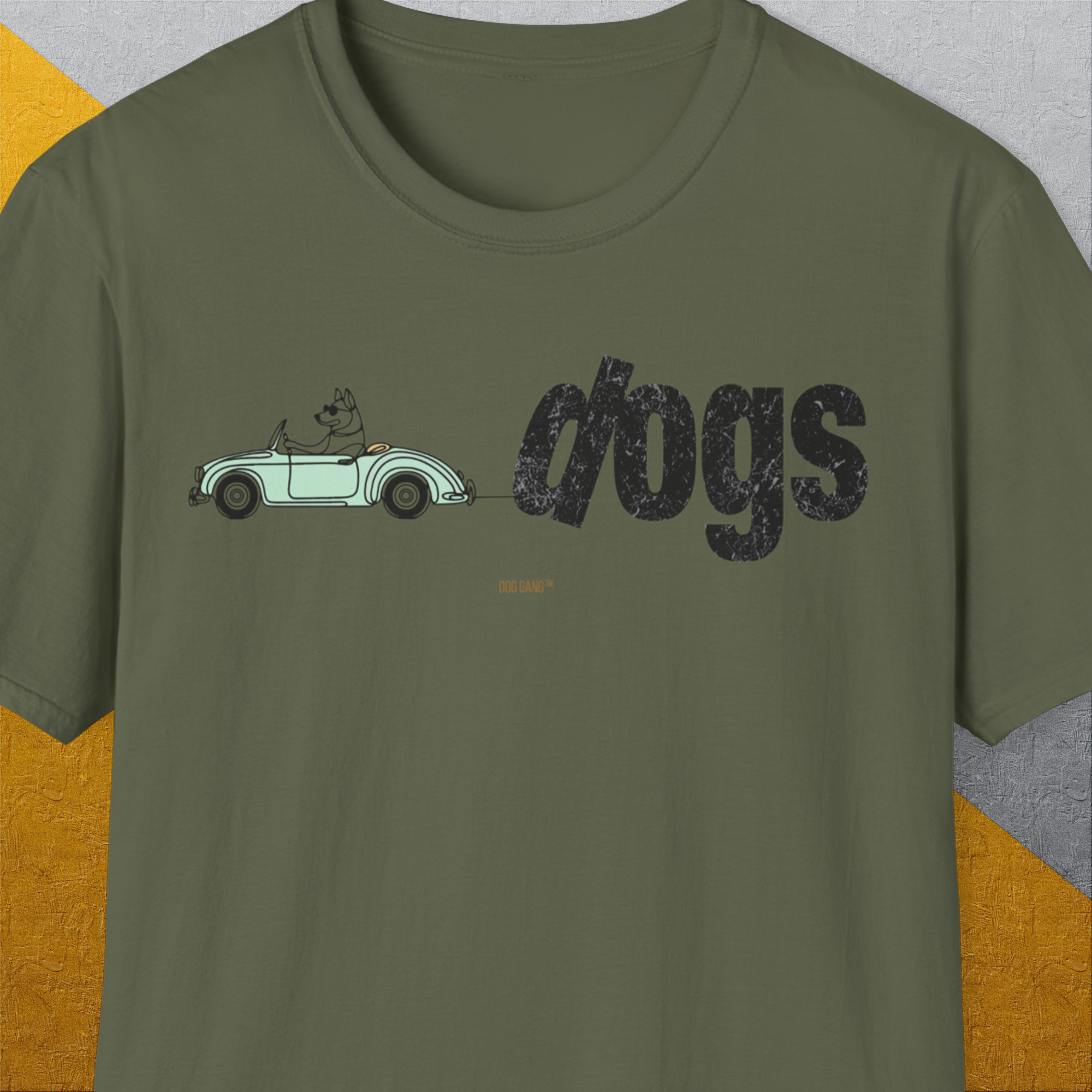 The Dog Gang Minimalistic Series II, Volume 2, Unisex T-Shirt-Military Green-funny dog lover Shirtdesign by Dog Gang