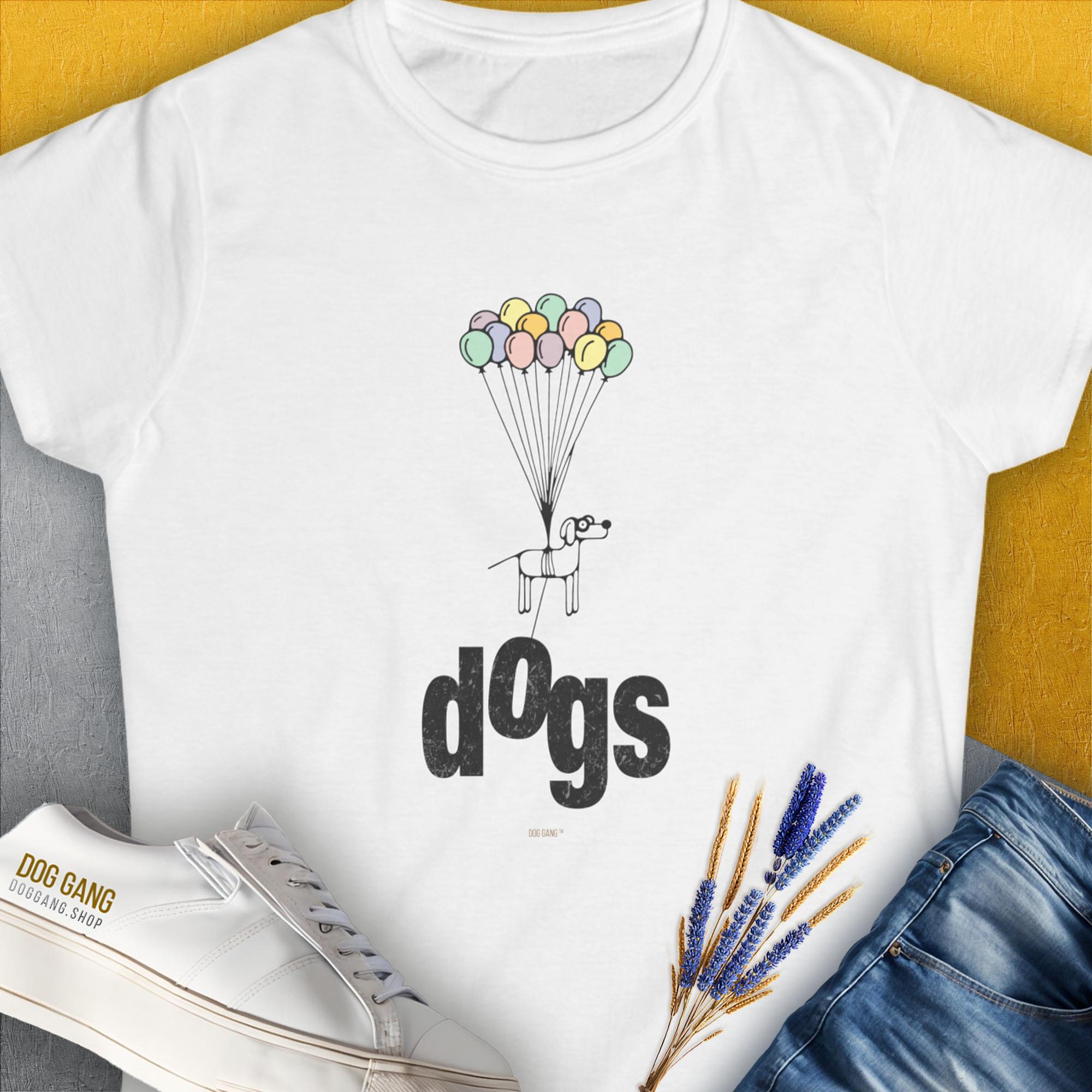 The Dog Gang Minimalistic Series II, Volume 1, Women's T-Shirt-White. For dog lovers and dog owners. Design by Dog Gang